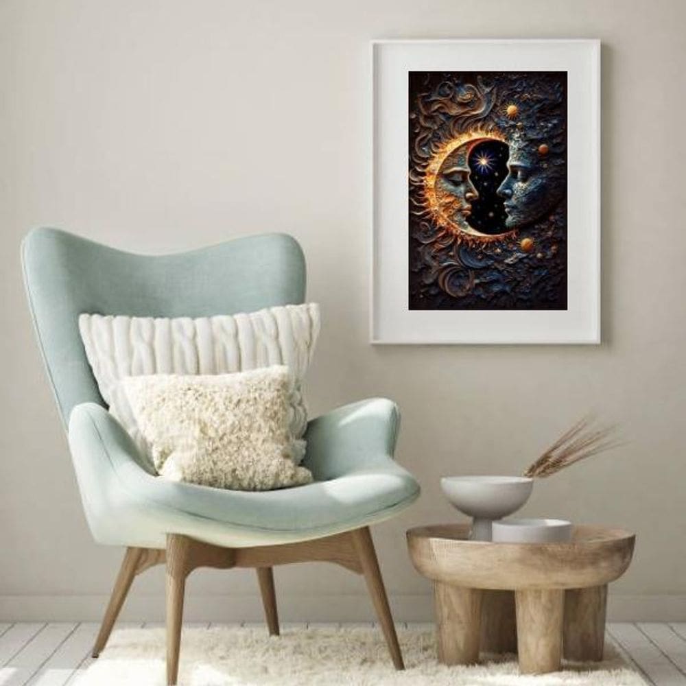 Quadro O Encontro Do Sol E Da Lua - 60X48Cm