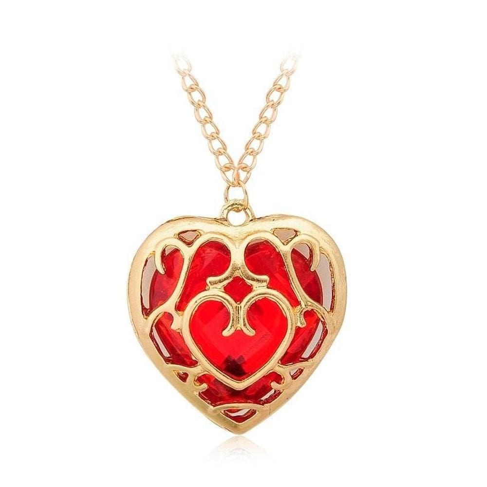 Colar Coração Vermelho The Legend Of Zelda Corrente Dourada