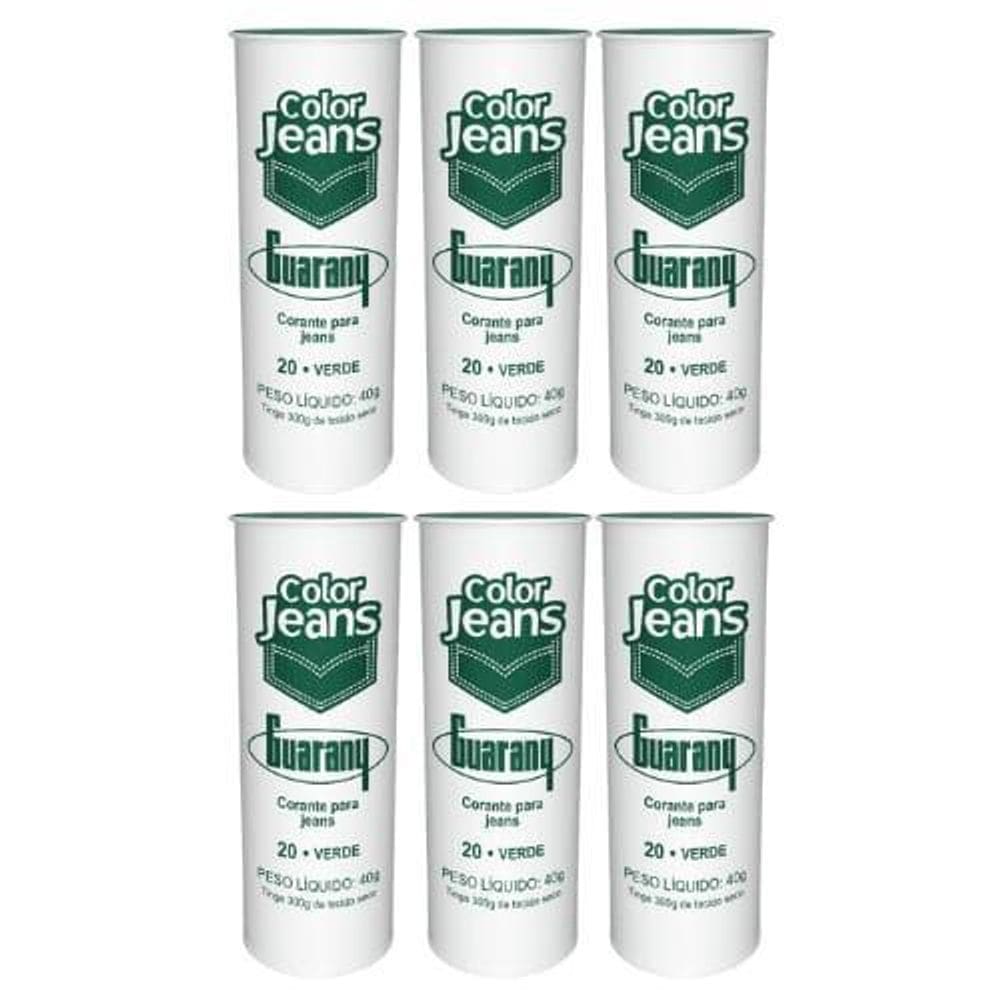 Tinta Tecido Corante  6U  Color Jeans Tintol Guarany Verde