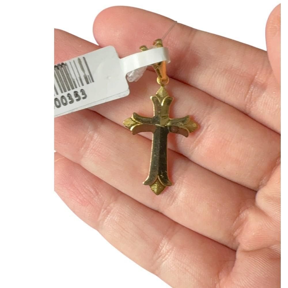 Pingente Cruz Relevo - Banhado A Ouro 18K