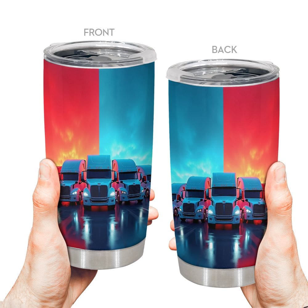 Copo de viagem, caneca de café Oasisdream, 600 ml com impressão de caminhão