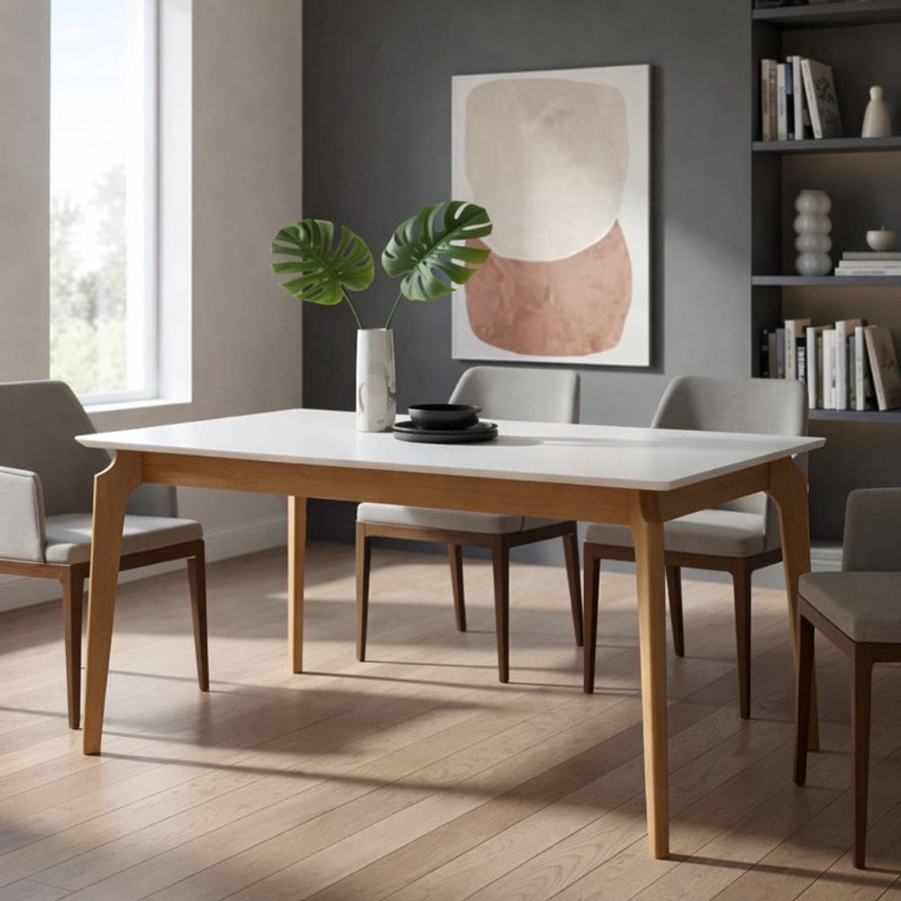 Mesa de Jantar com Vidro 2,00m x 1,00m - Coralle -Gold Salas