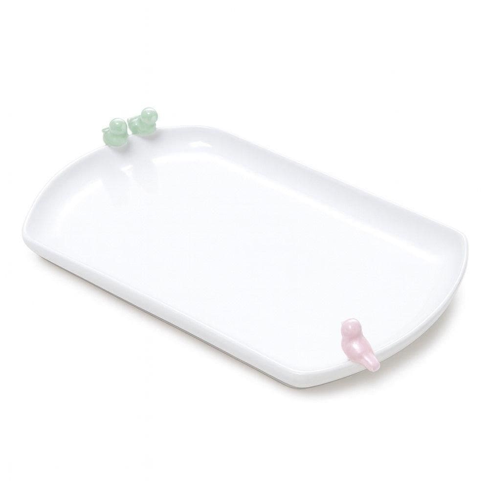 Bandeja Travessa Para Servir De Porcelana Birds Pássaros Wolff 25,5x15cm
