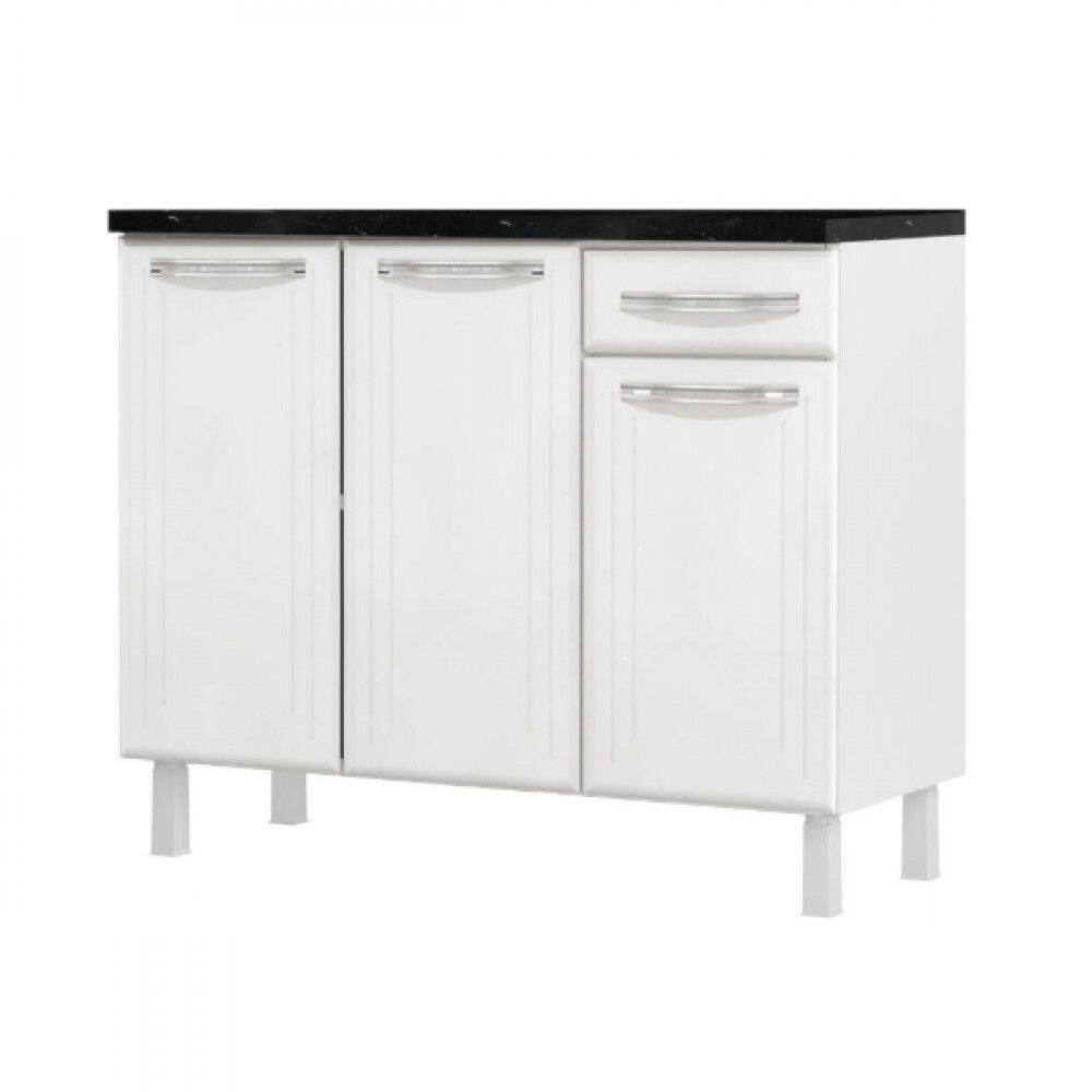 Balcão Triplo Esmeralda 3 Gavetas Com Tampo 820108 Telasul Branco