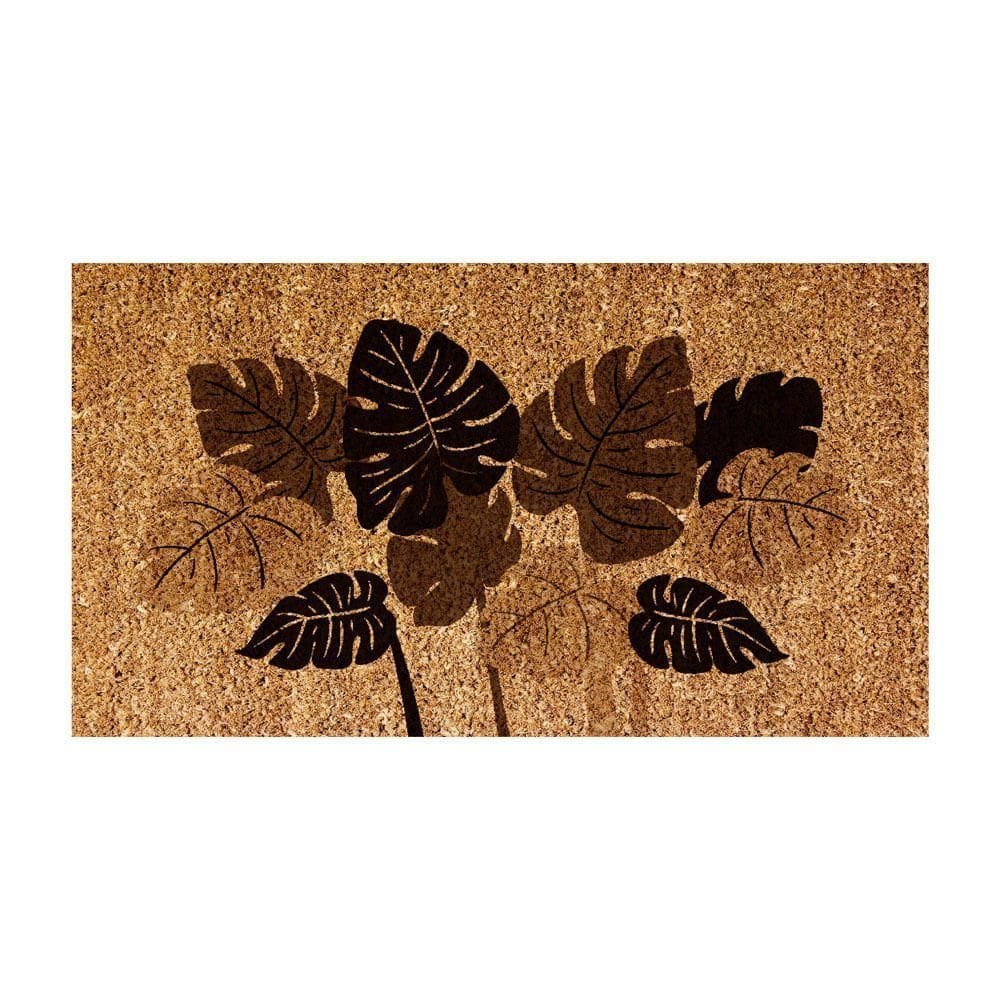 Capacho Fibra De Coco Folhagem Marrom 60x33cm - Uzoo Capacho Fibra De Coco Rt 60x33cm Folhagem Marrom