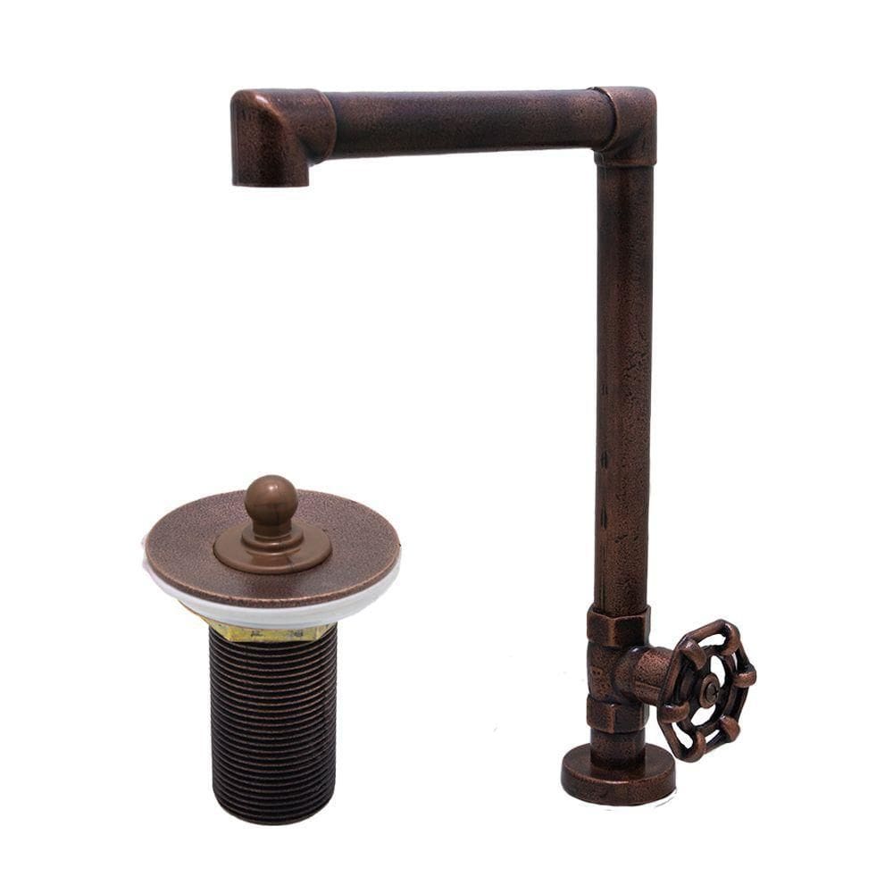 Kit Torneira Banheiro Industrial Rustico Mesa Cobre Velho + 1 Valvula Lavatório