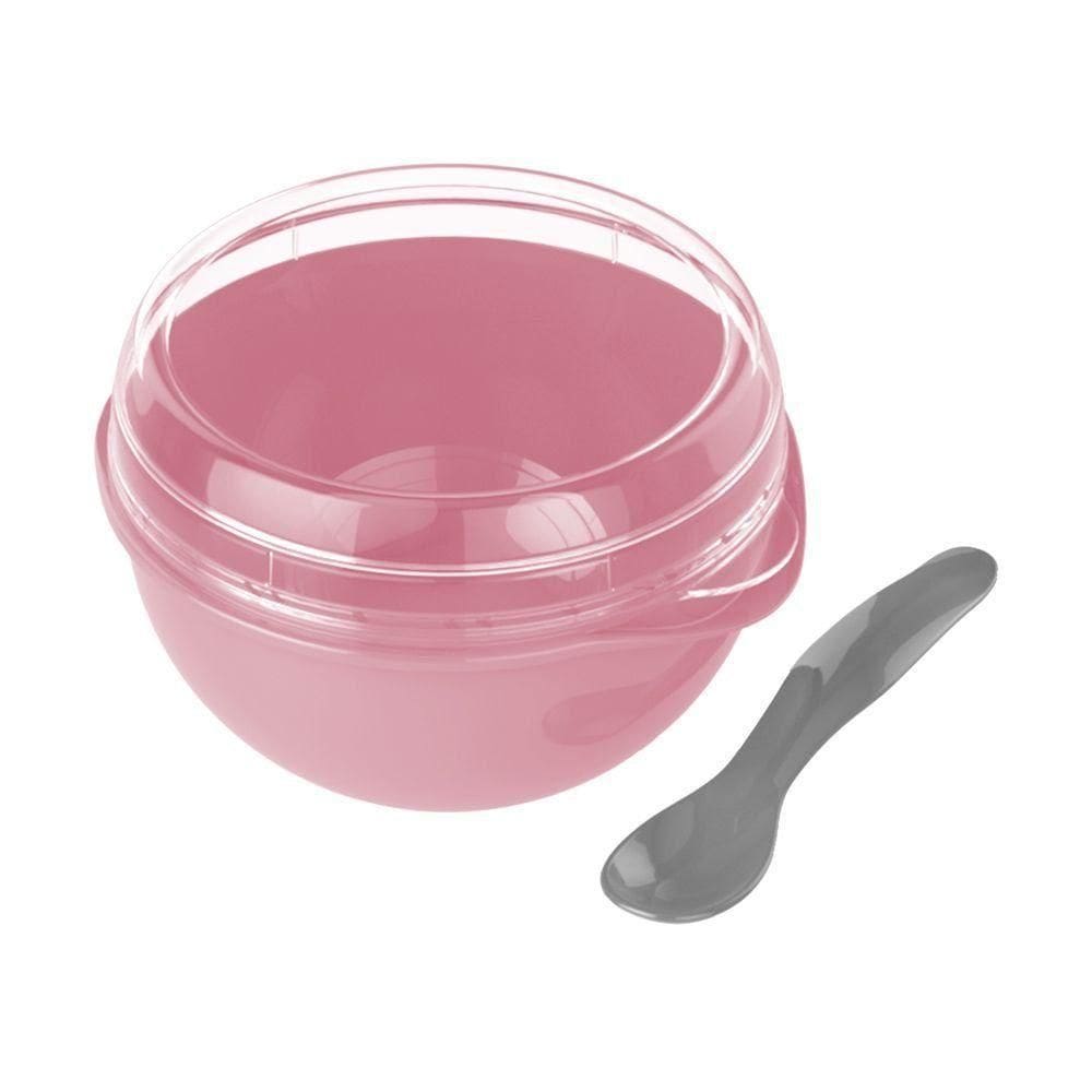 Marmita Com Colher 500ml Plasvale Rosa