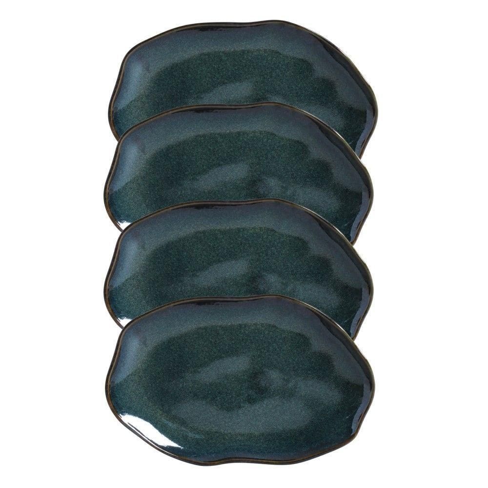 Conjunto Com 04 Travessas Oval Rasa Média 30x20 Cm Orgânico Oceano Porto Brasil