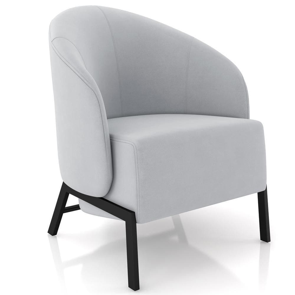 Poltrona Decorativa Para Sala Living Pés Industrial Sierra K01 Veludo Cinza - Lyam Decor