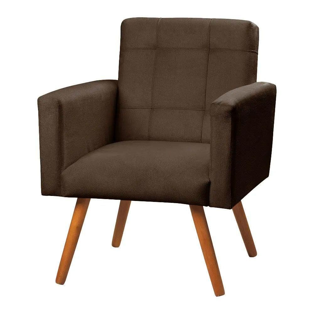 Poltrona Decorativa Sabrina Veludo Star Confort Marrom Chocolate