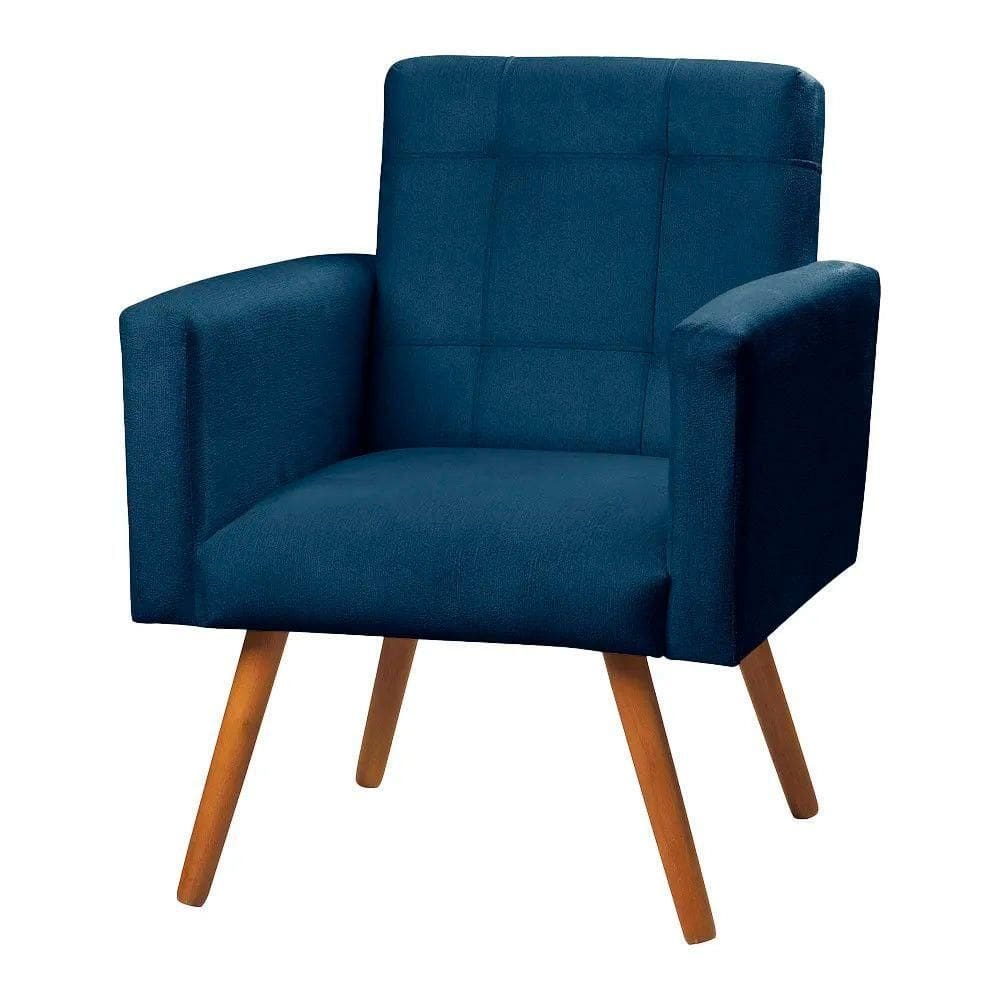 Poltrona Decorativa Sabrina Veludo Star Confort Azul