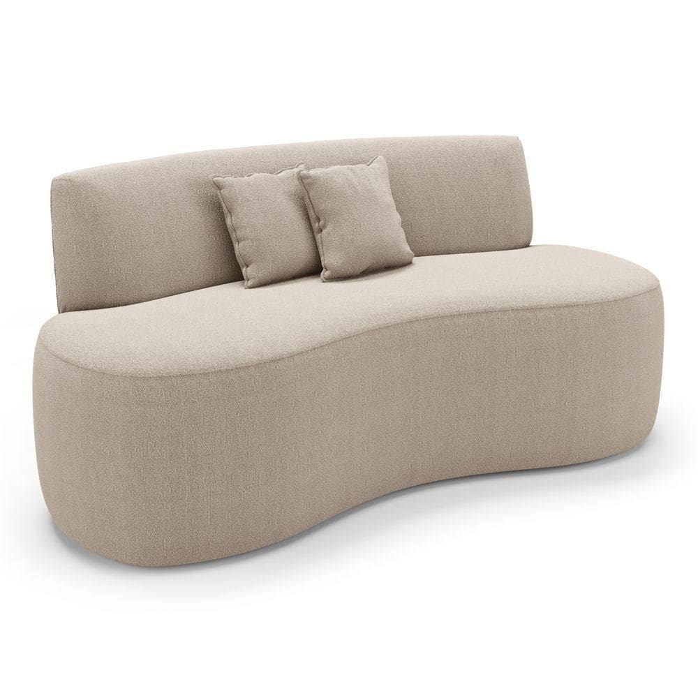 Sofá Orgânico Curvo Living Manhattan 150cm 02 Lugares Bouclê - Desk Design Bege