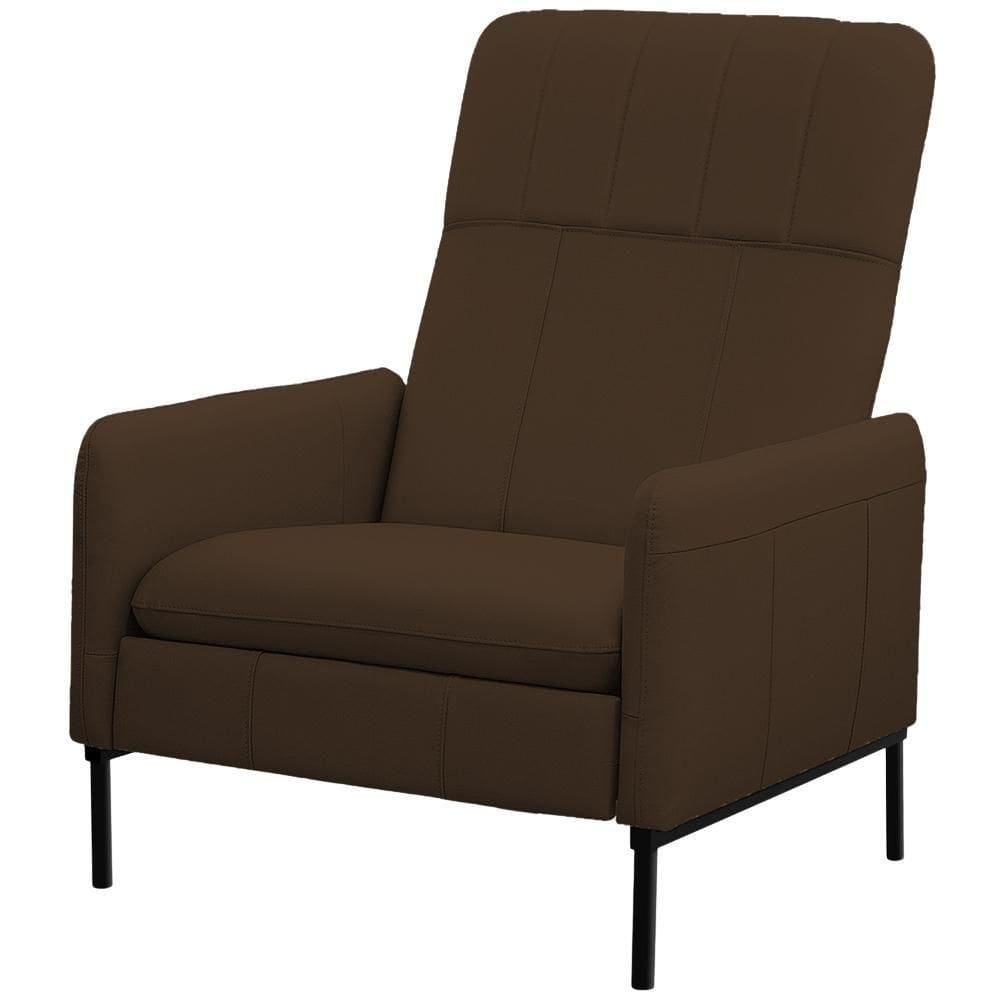 Poltrona Decorativa Fixa Retrátil Reclinável Lutor L06 Couro Marrom - Lyam Decor