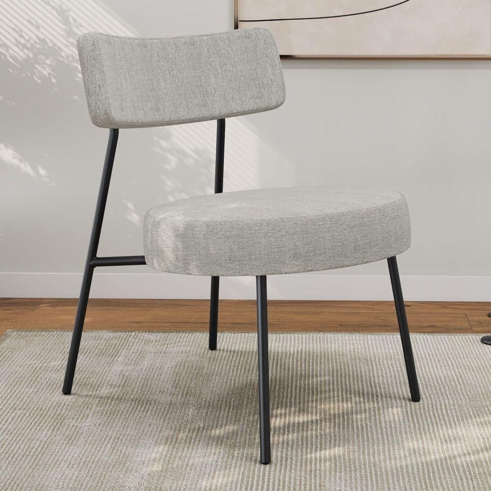 Poltrona Decorativa Sala De Estar Kobe Estofada Com Encosto Linho Cinza - Desk Design Cor Cinza