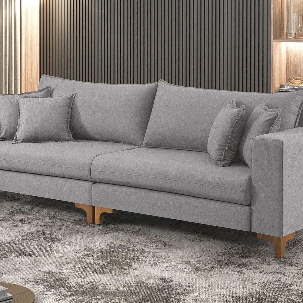 Sofá Fixo 5 Lugares M-197 2,60m – Estofados Martins Cinza