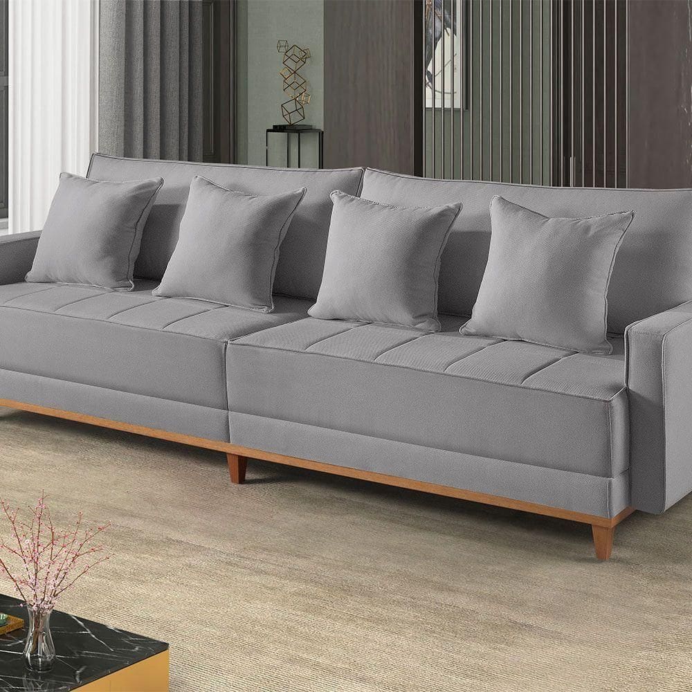 Sofá Fixo 6 Lugares M-199 2,60m Estofados Martins Cinza