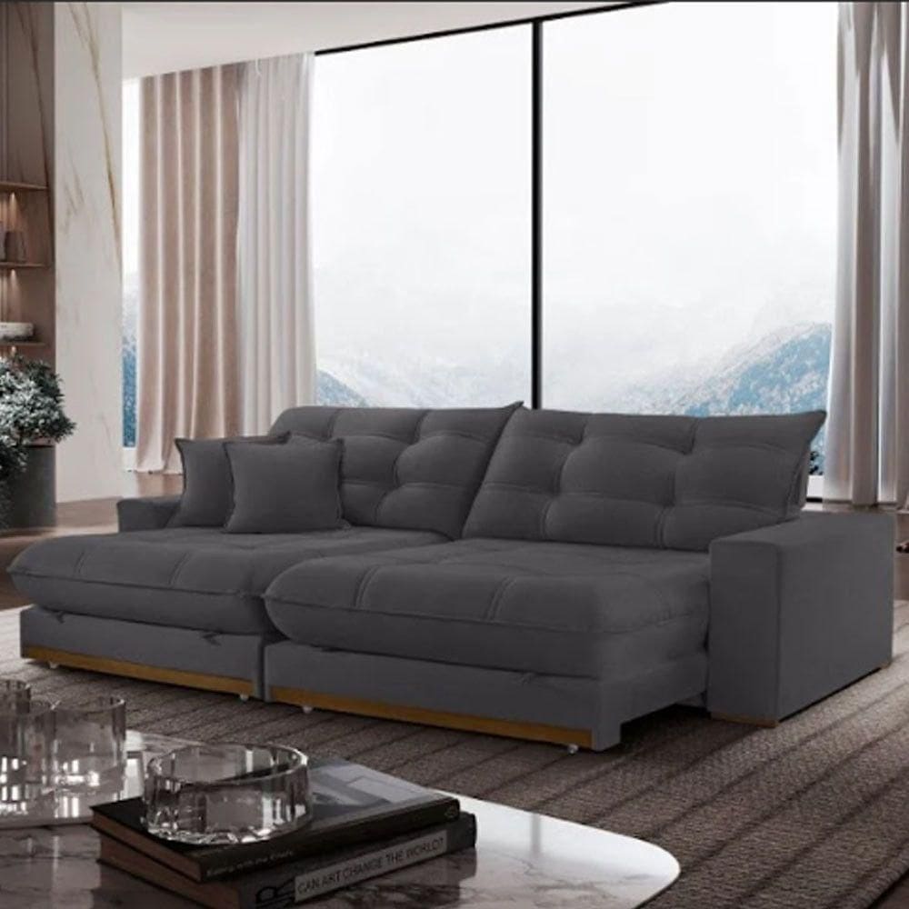 Sofá Duque Dois Módulos De 120cm B25cm Meu Sofá Online B010 Veludo Cinza Escuro