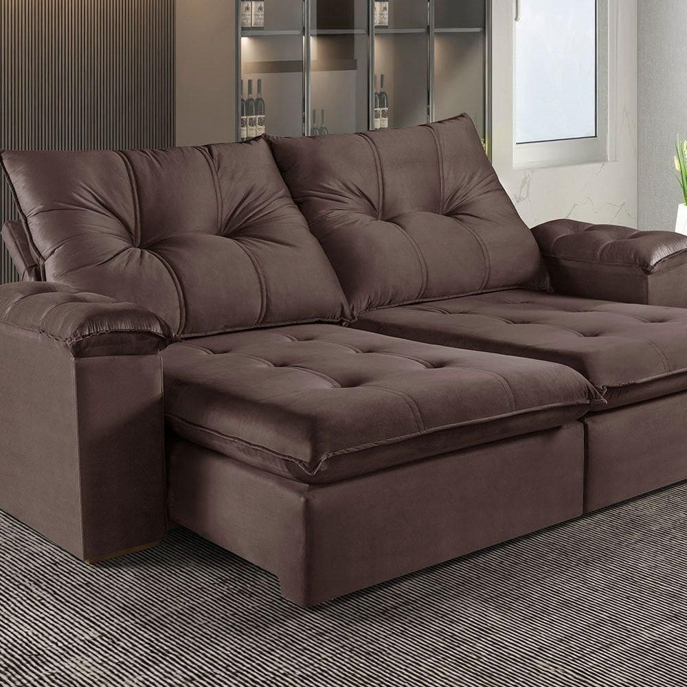 Sofá Retrátil E Reclinável 4 Lugares M-194 Estofados Martins Marrom