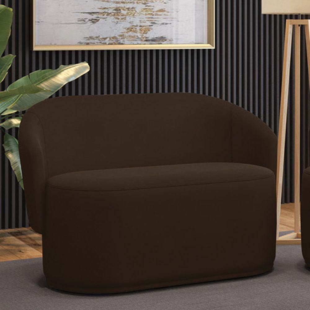 Sofá 2 Lugares Namoradeira Orgânica Para Sala Malu Suede M11 - D`rossi Cor Marrom