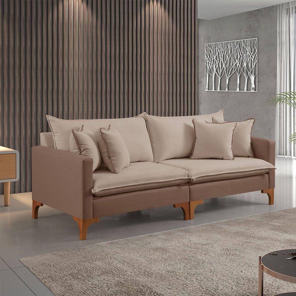 Sofá Fixo 3 Lugares M-195 2,20m Estofados Martins Bege