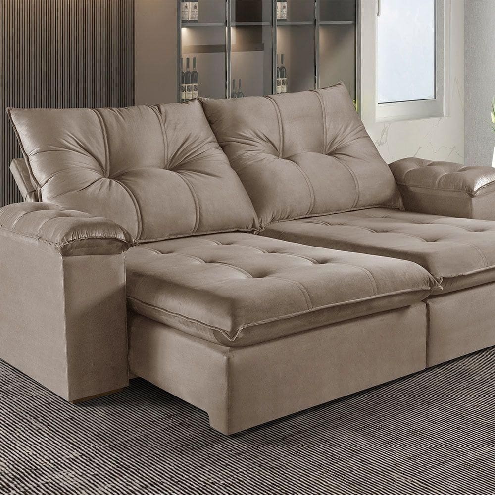 Sofá Retrátil E Reclinável 4 Lugares M-194 Estofados Martins Bege