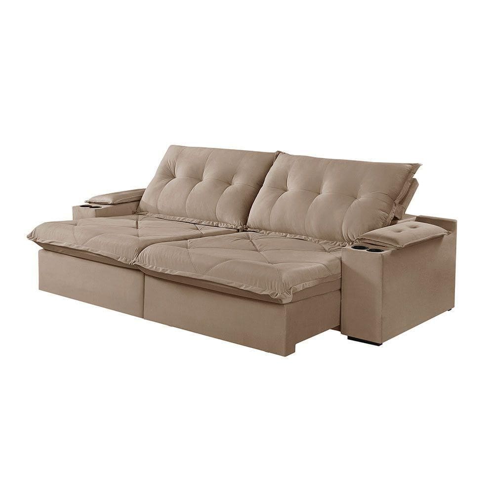 Sofá 5 Lugares Retrátil E Martins M-163 Com Acessórios Velud Bege