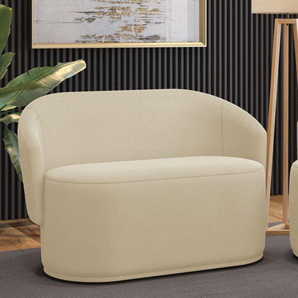 Sofá 2 Lugares Namoradeira Orgânica Para Sala Malu Suede M11 - D`rossi Cor Bege