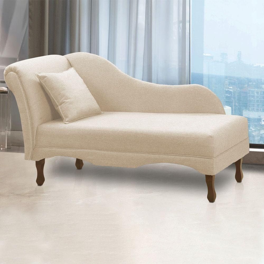 Divã Recamier Pés Retrô Medelin 150cm Linho Bege E03 - D`rossi