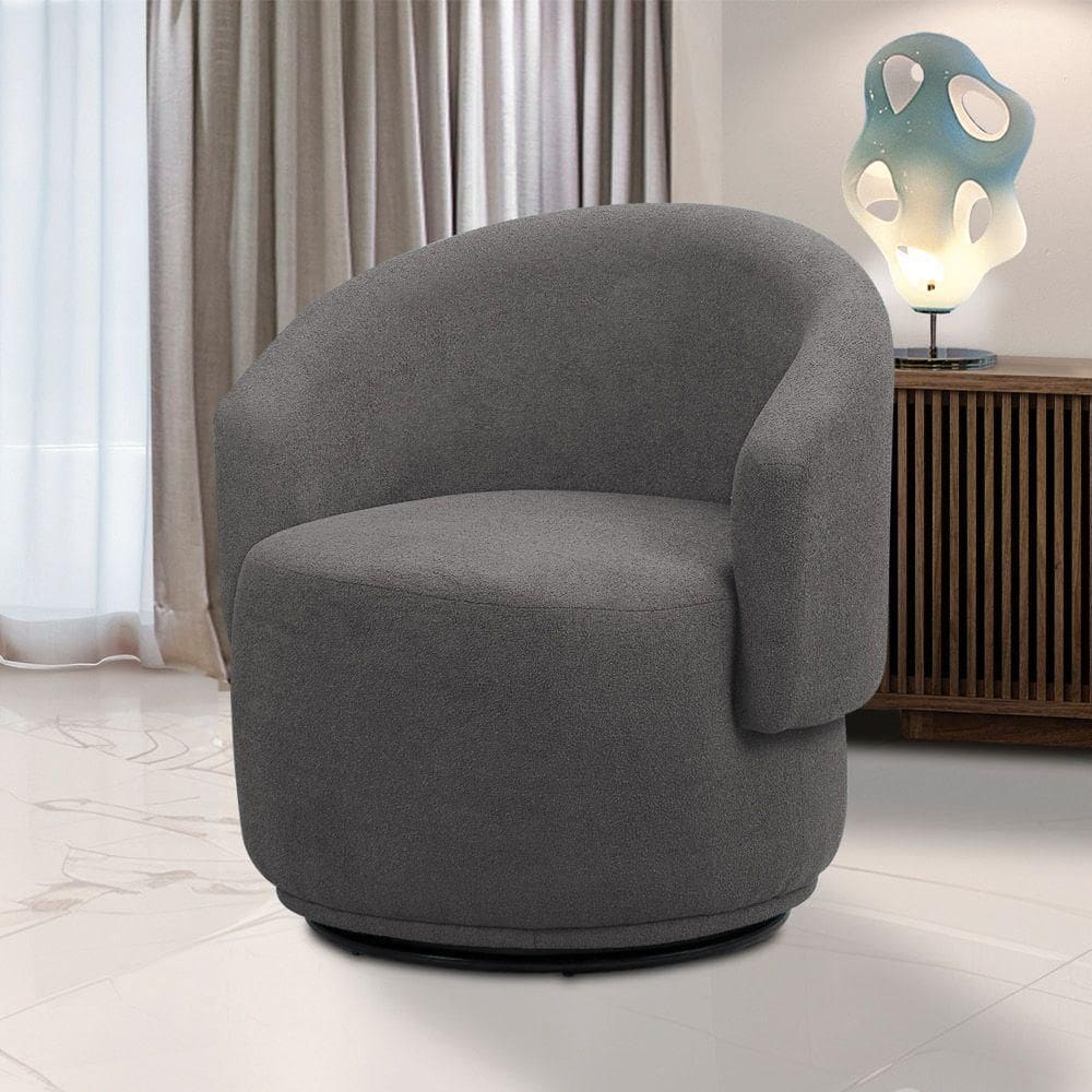 Poltrona Decorativa Orgânica Névoa Bouclê Cinza Escuro E03 - D`rossi