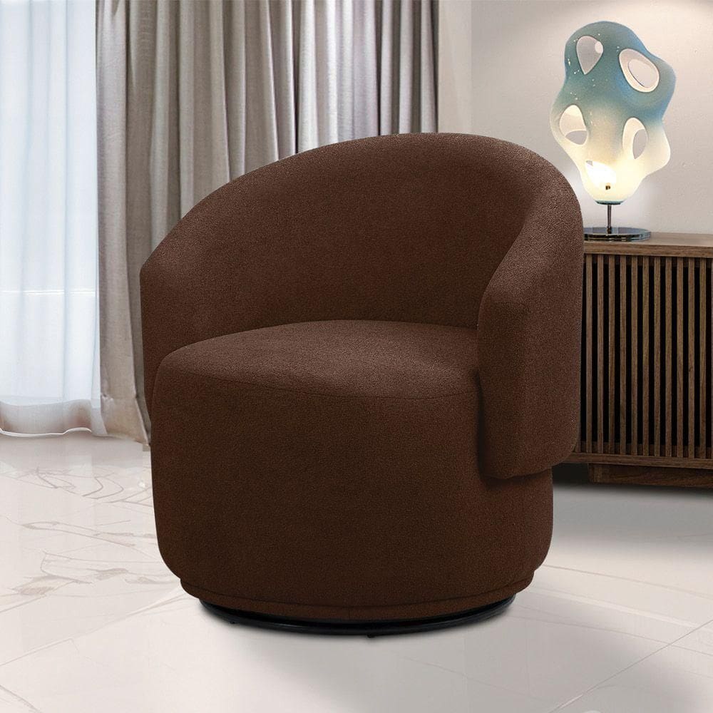 Poltrona Decorativa Orgânica Giratória Névoa Bouclê Marrom E03 - D`rossi