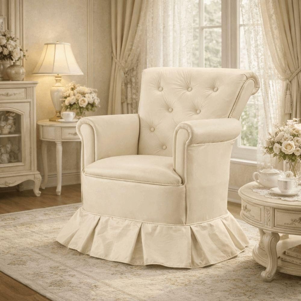 Poltrona Amamentação Descanso Balanço Confortável Quarto Cadeira Sala Leitura Corino Bege