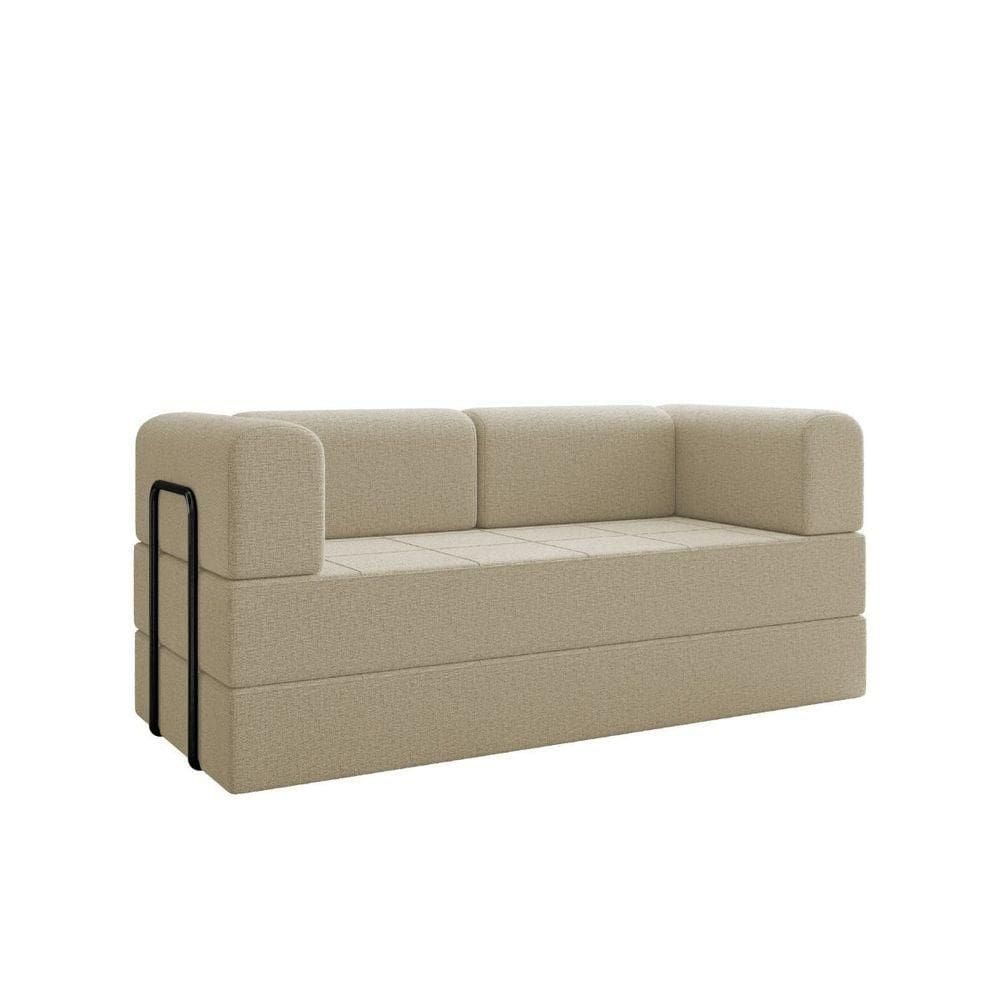 Sofá 2 Lugares Na Caixa Modular Linho Bege