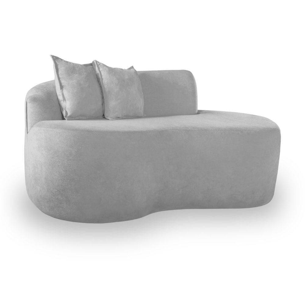 Sofá Orgânico Sala E Recepção Bouclé Cinza Claro