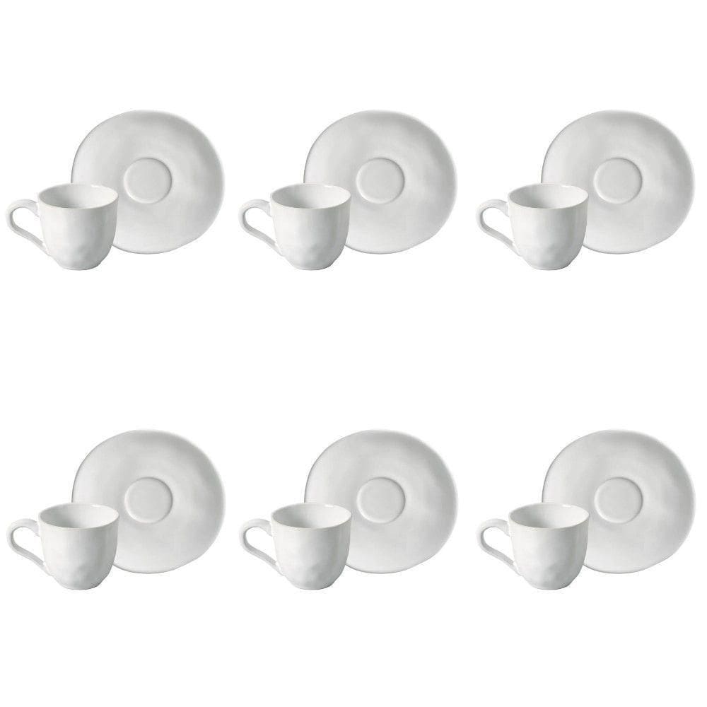 Conjunto De Xícara De Cafezinho Com Pires 06 Peças Orgânico New White Porto Brasil
