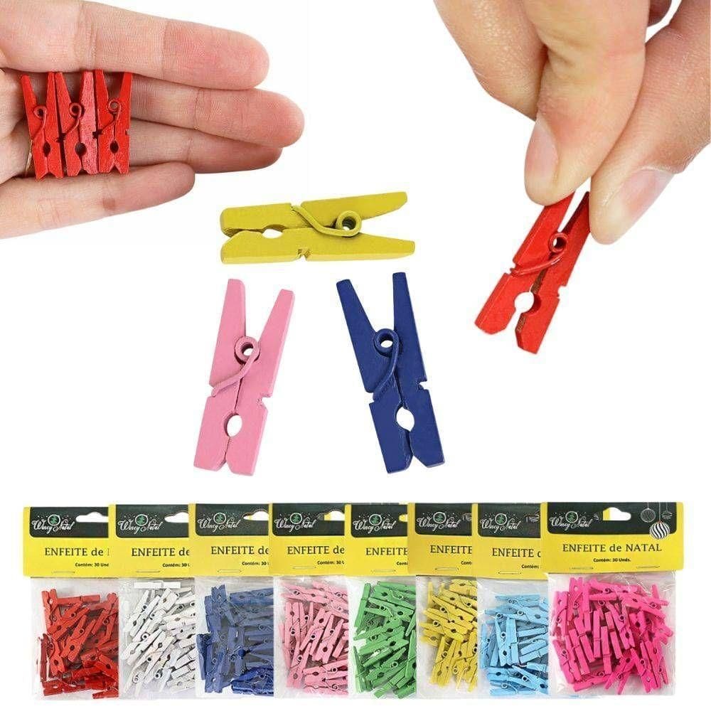 Kit 90 Mini Pregador De Madeira Colorida Para Fotos Artes