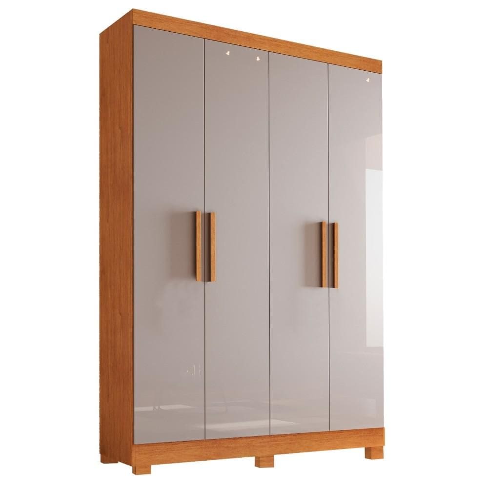 Guarda-Roupa Solteiro 4 Portas 2 Gavetas Sergipe em MDF com Pés 120cm Naturalle/Off White - Bianchi Móveis