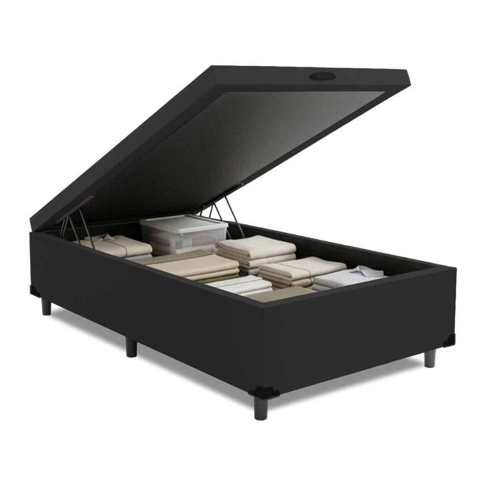 Cama Box com Baú 0,96m com 41cm de Altura Prince Preto