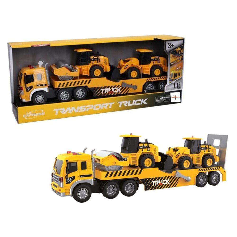 Caminhão Cegonha Construção Luz e Som com Dois Veículos 1:16 - Brink Center