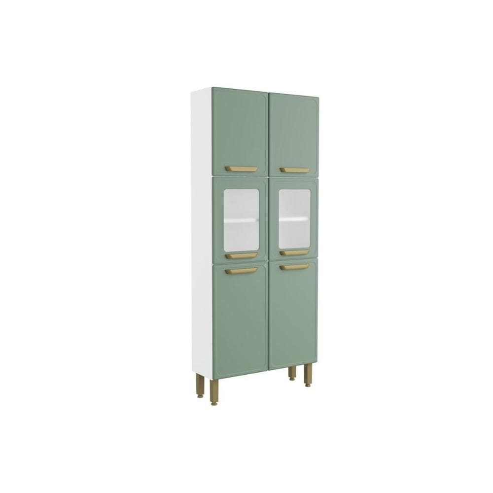 Paneleiro Cozinha Modulado Bella c/ 6 Portas c/ Vidro 80cm Verde Bertolini
