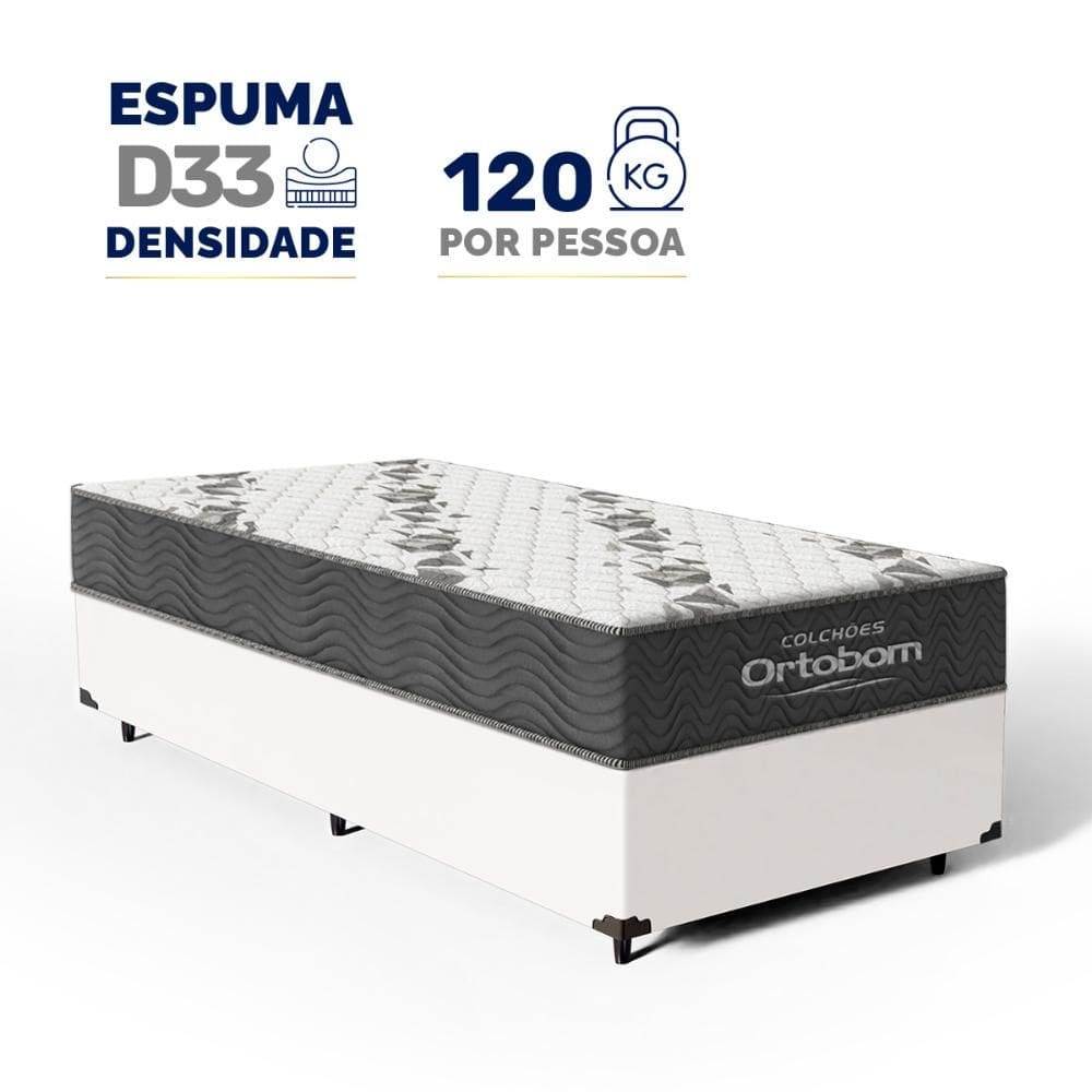 Cama Box com Colchão de Espuma D33 Ortobom Airtech 100 Solteiro 88cm