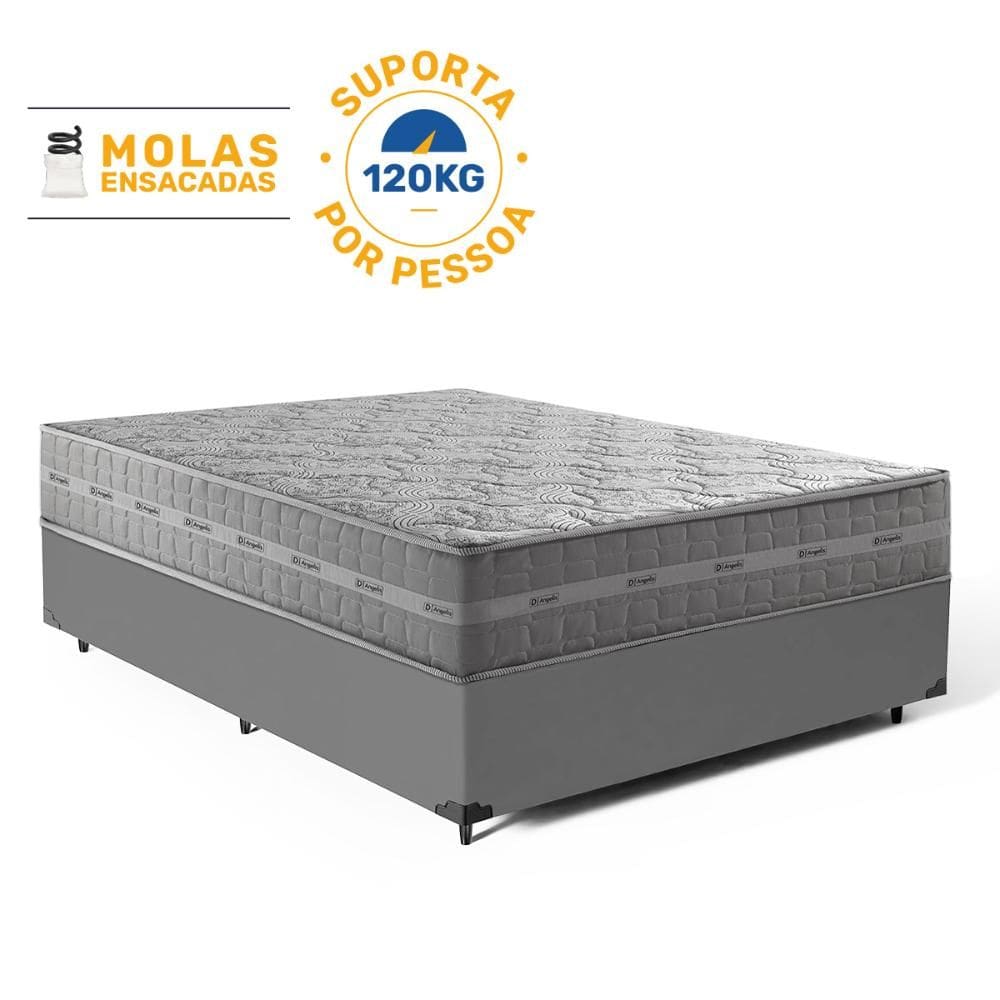 Cama Box com Colchão de Molas Ensacadas Ultra Spring  D Angelis Casal 138cm