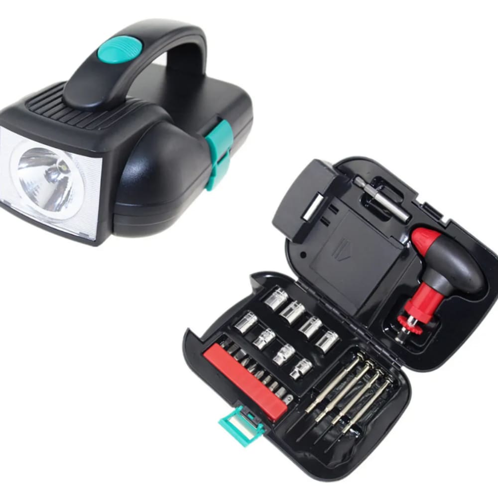 Kit Ferramentas 24 Peças Maleta Com Lanterna LED Integrada