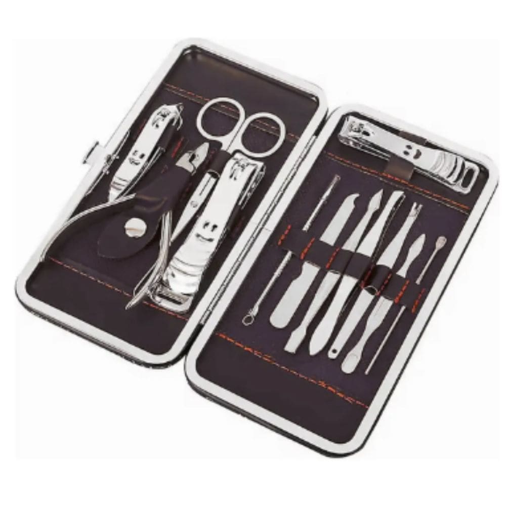 Kit Unha 12 Peças Profissional Com Estojo Couro Sintético