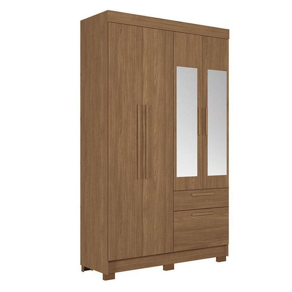 Guarda Roupa Solteiro 4 Portas Londrina Com Espelho Jatobá - Santos Andirá