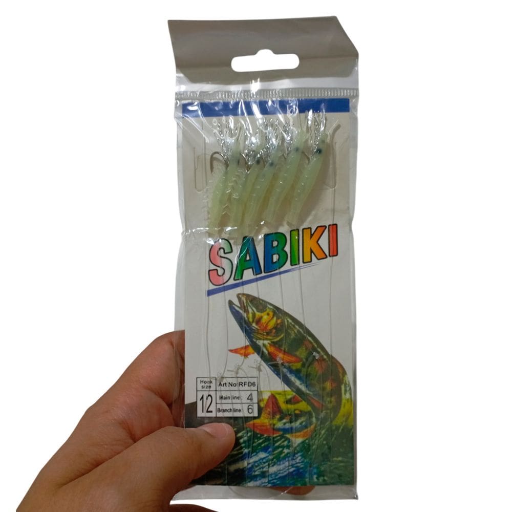Isca Artificial Pesca Sabiki 5 Camarao Fluorescente Peixe Pescaria Noturna Rio Mar Lago Tainha Lambari Robalo
