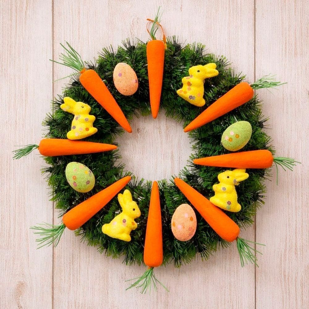 Guirlanda Páscoa Decoração Coelho Cenoura Enfeite Porta 40cm