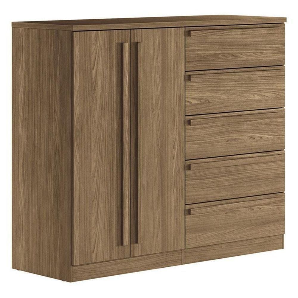 Comoda 2 Portas 5 Gavetas Malaga Gold Jatobá Acetinado - Santos Andirá