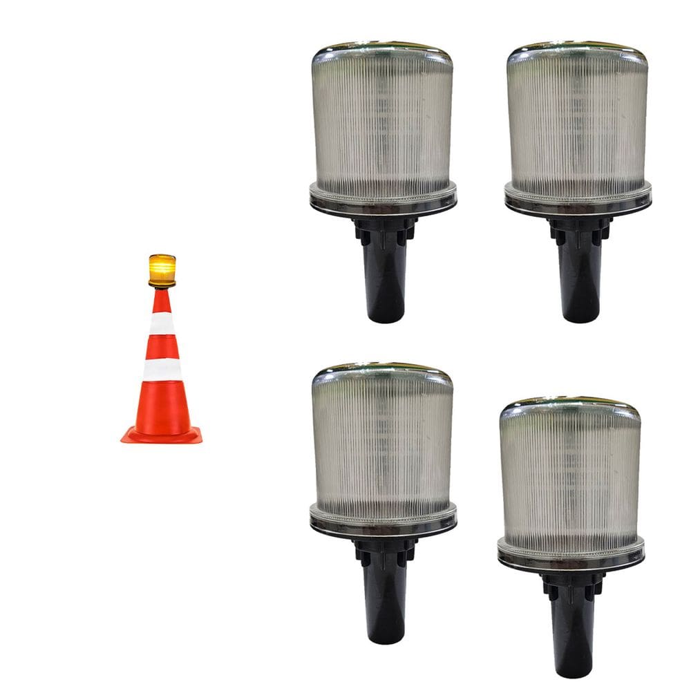 Sinalizador Solar Viario Kit 4 Uni Sinalizaçao Estrada Alerta Rodovia Transito Cone Rodovia Obra Emergencia