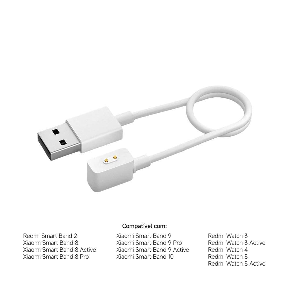 Cabo Usb Carregamento Xiaomi Band 8/9/10, Redmi Watch 3/4/5