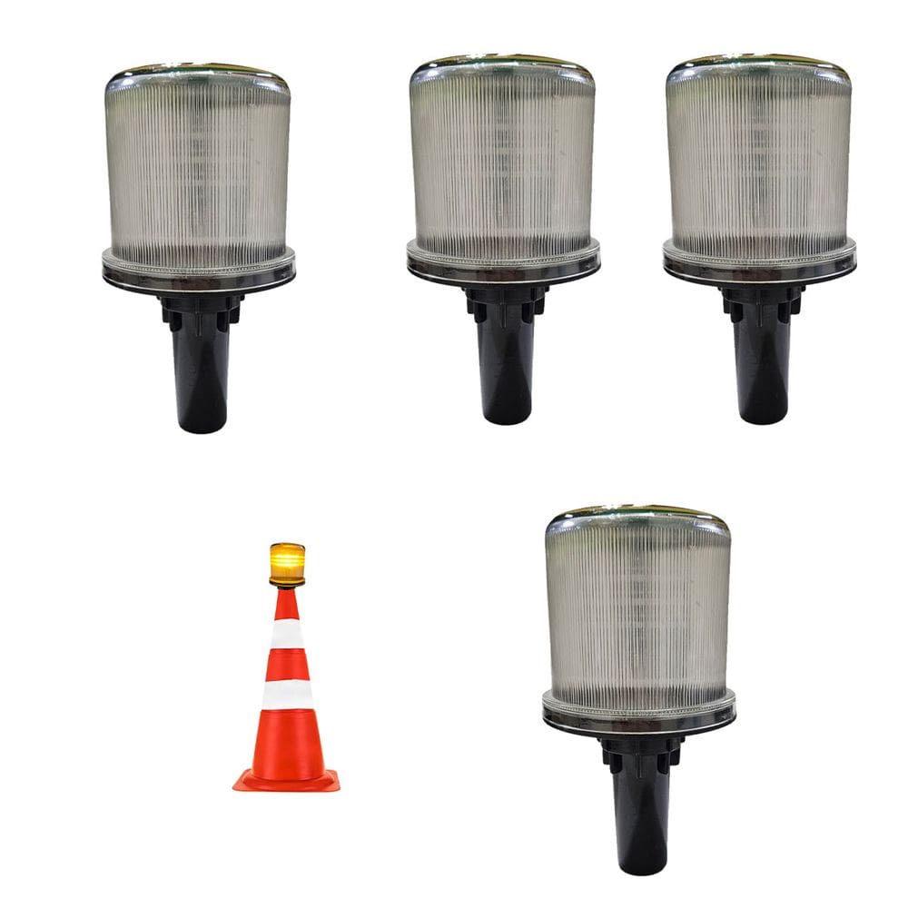 Sinalizador Solar Viario Kit 4 Uni Rua Estrada Emergencia Alerta Cone Rodovia Obra